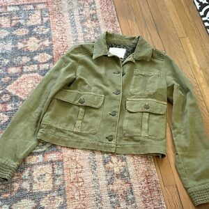 Anthropologie Maisie Chore Cropped
Utility Twill Cargo Pocket Jacket Size Small
